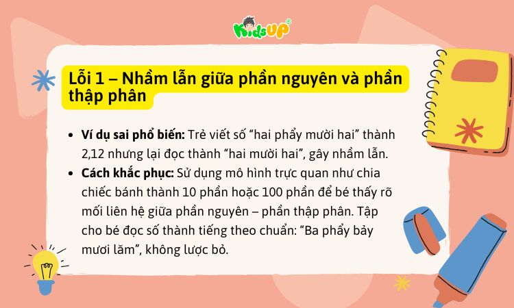 Lỗi quên đánh dấu phẩy hoặc đánh sai dấu phẩy khi thực hiện phép nhân và chia số thập phân