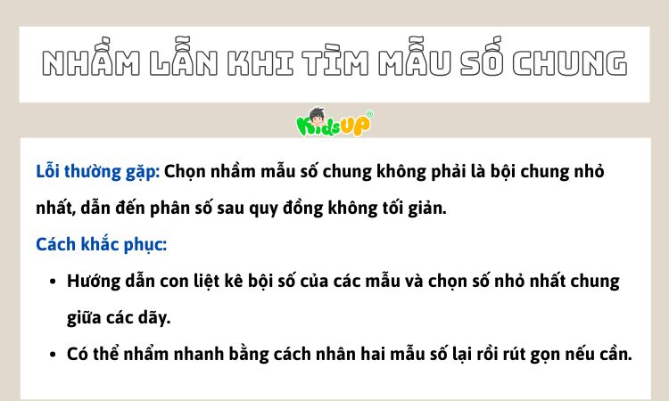 Tránh nhầm lẫn khi tìm mẫu số chung