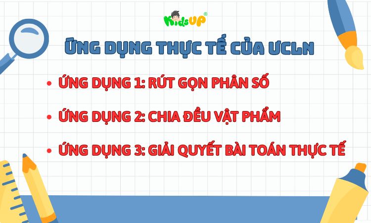 3 ứng dụng thực tế của ước chung lớn nhất