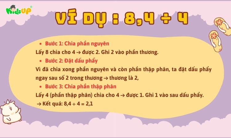Ví dụ dễ hiểu về cách chia số thập phân cho số tự nhiên