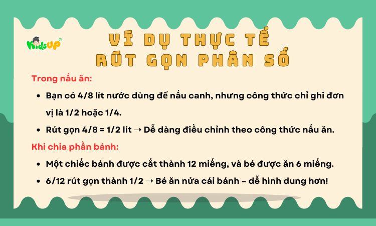 Ví dụ thực tế trong cuộc sống về rút gọn phân số