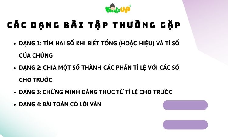 4 dạng bài phổ biến về kiến thức dãy tỉ số bằng nhau