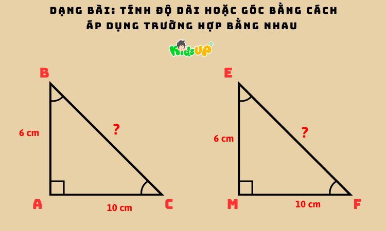 Ảnh vẽ hai tam vuông bằng nhau và đi tìm độ dài của cạnh huyền