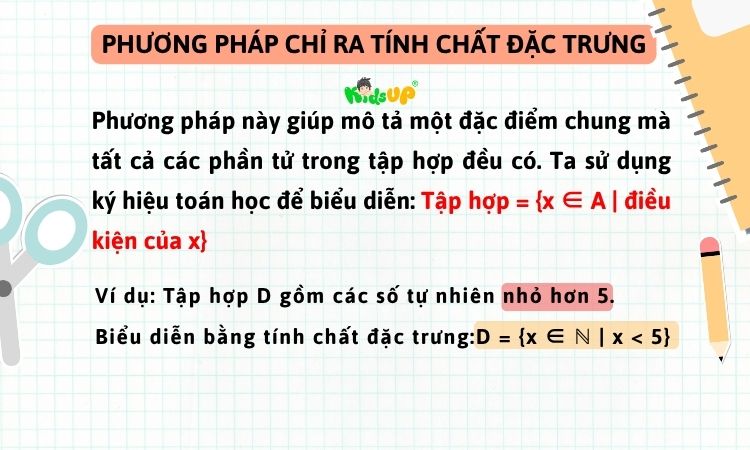 Phương pháp chỉ ra những tính chất đặc trưng của phần tử