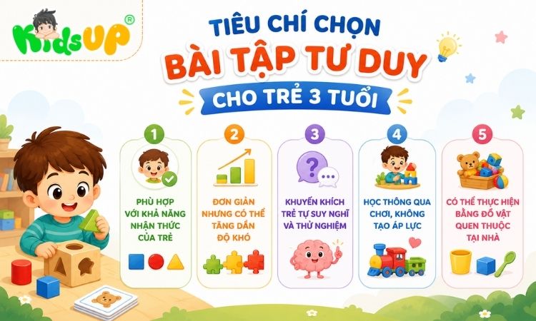 5 tiêu chí chọn bài tập tư duy cho trẻ 3 tuổi