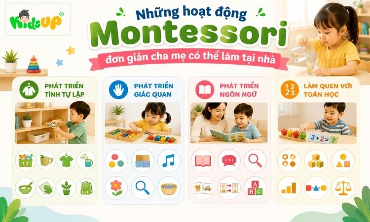 Những hoạt động Montessori ba mẹ có thể làm tại nhà