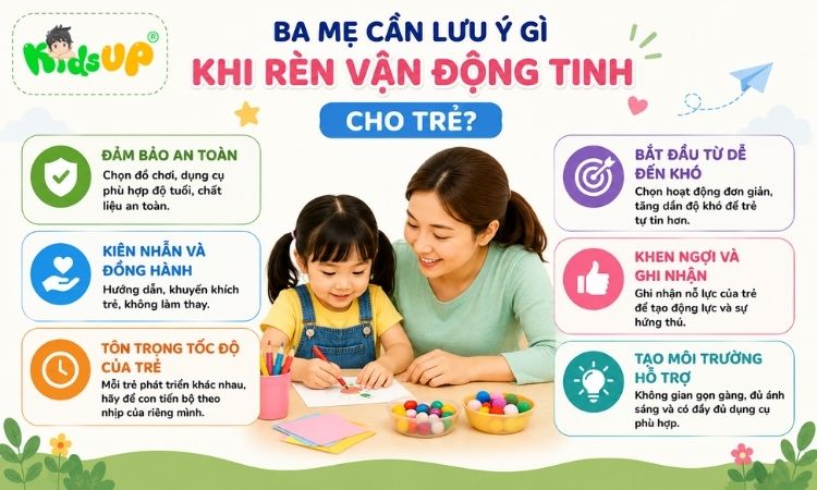 Những lưu ý dành cho ba mẹ khi luyện vận động tinh cho trẻ