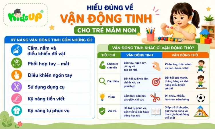 Vận động tinh cho trẻ mầm non là gì?