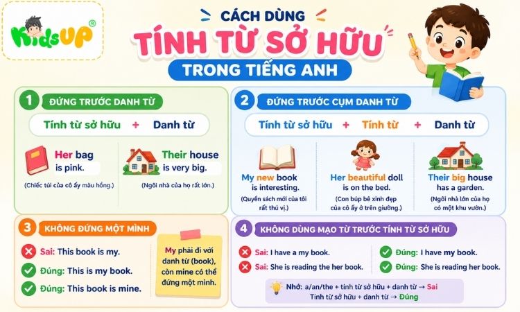 Cách dùng tính từ sở hữu trong tiếng Anh