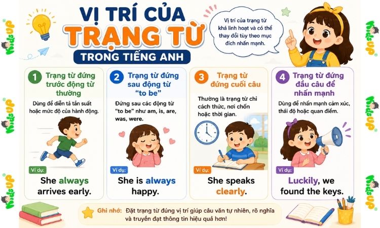 Vị trí của trạng từ trong tiếng Anh
