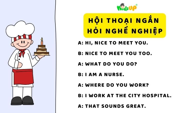 Ảnh ví dụ về một đoạn hội thoại hỏi nghề nghiệp ngắn